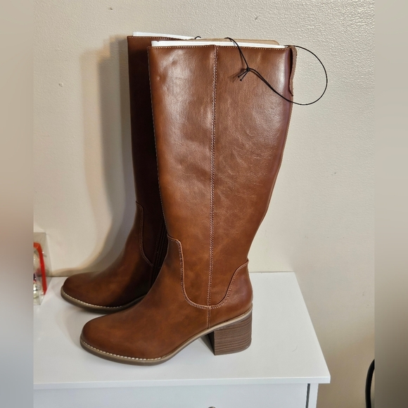 Universal Thread knee high brown leather heel boot women's 9.5 - Picture 6 of 9